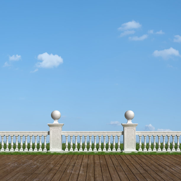 经典的栏杆和旧木地板图片下载