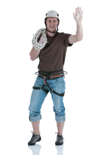 攀岩者挥手图片下载