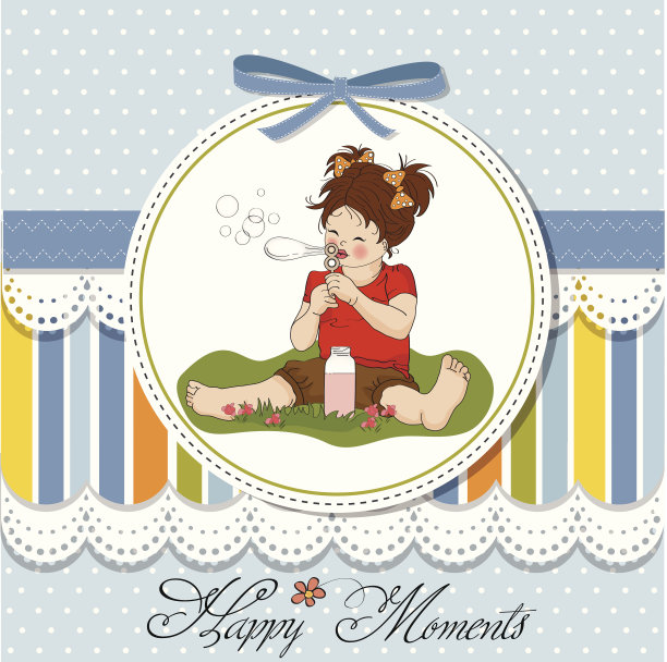 有趣可爱的小女孩吹肥皂泡图片下载