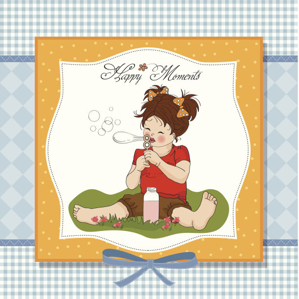 有趣可爱的小女孩吹肥皂泡图片下载