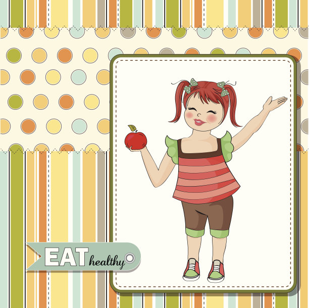 漂亮的年轻女孩推荐健康的食物图片下载