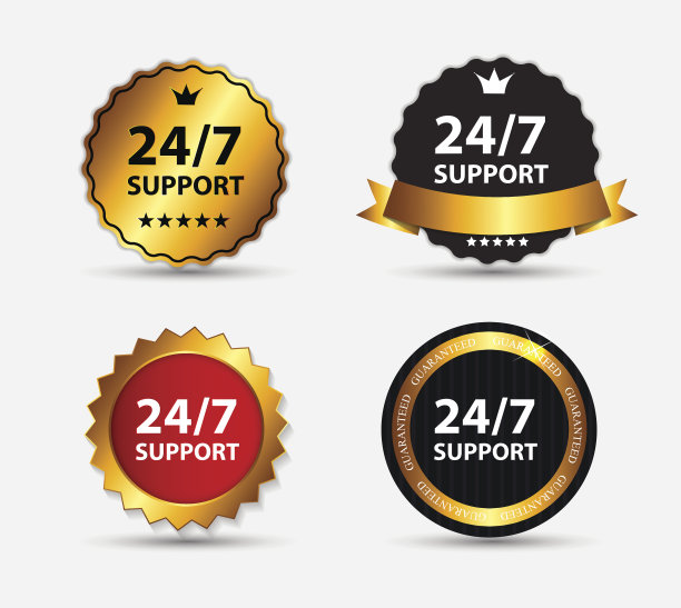 矢量24/7支持符号，标签模板图片下载