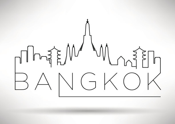 曼谷天际线概念排版设计图片下载