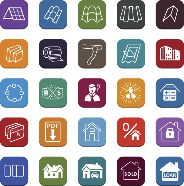 销售建筑材料(屋顶，立面)网站图标集图片下载