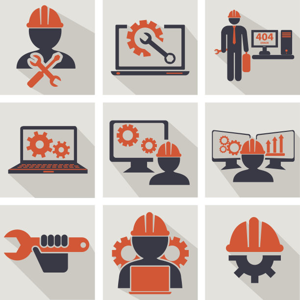 计算机服务和工程矢量图标集图片下载