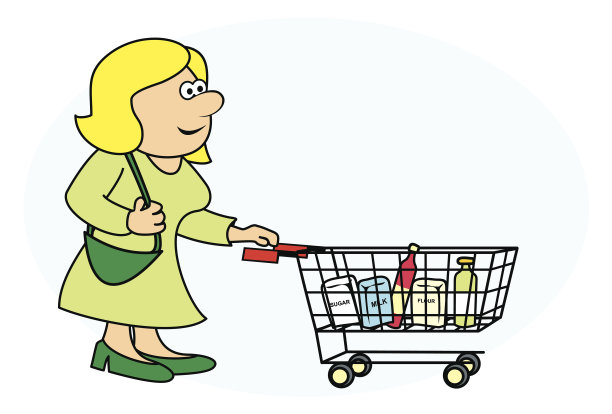 女人和购物车图片下载