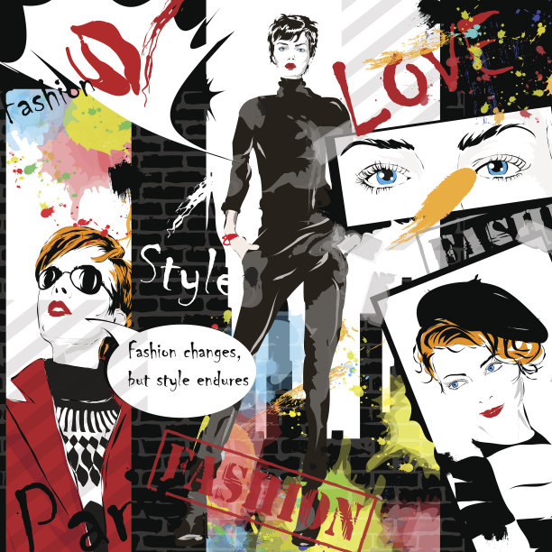 素描风格的时尚女孩图片下载