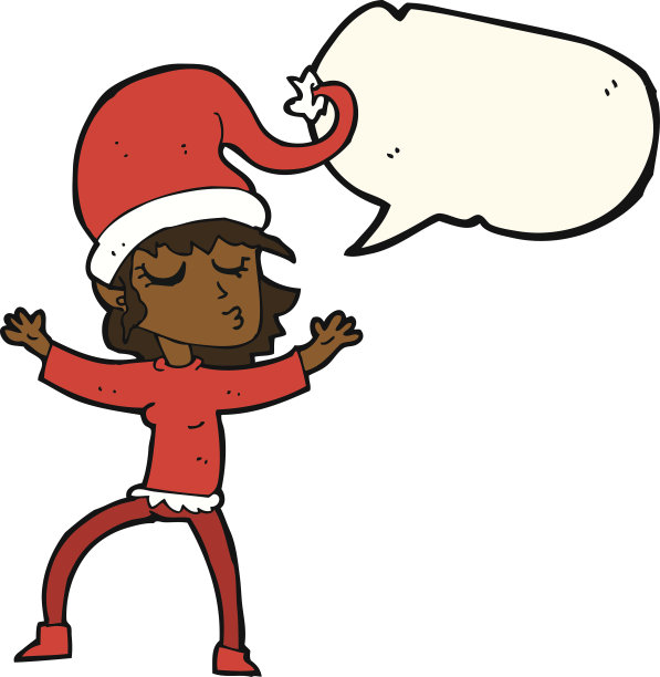 圣诞老人的助手卡通语音泡泡图片下载