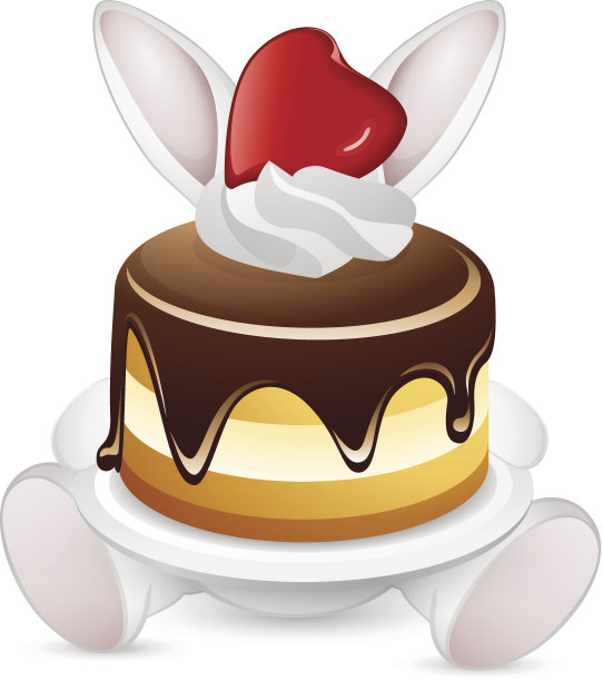 有兔子和蛋糕的情人节卡片图片下载