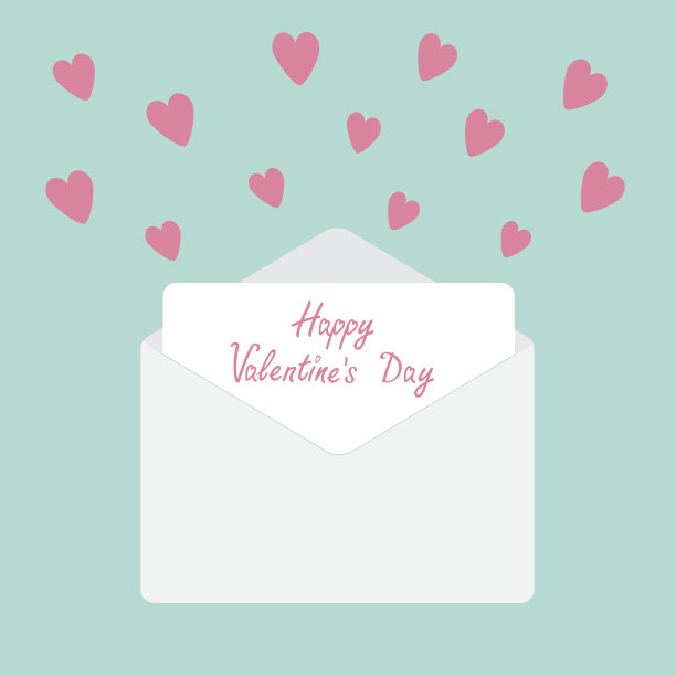 信封的心。情人节快乐。图片下载