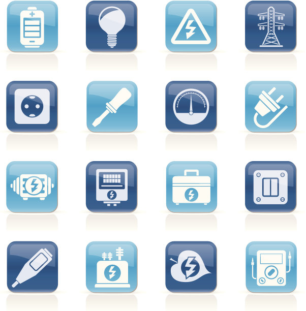 电力、电力和能源图标图片下载