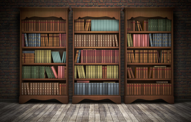 房间里的旧书架图片下载