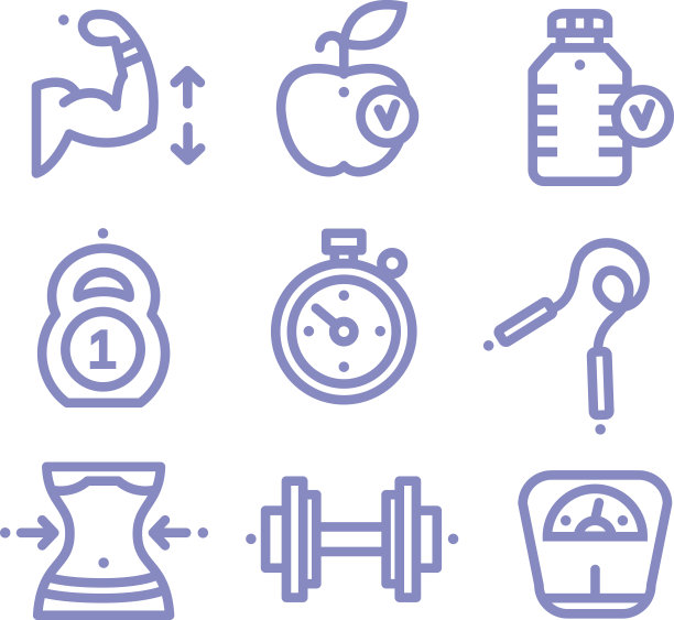 健身、运动、健身房图标矢量图图片下载