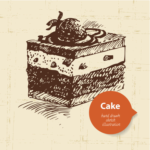 复古甜蛋糕背景与彩色气泡图片下载