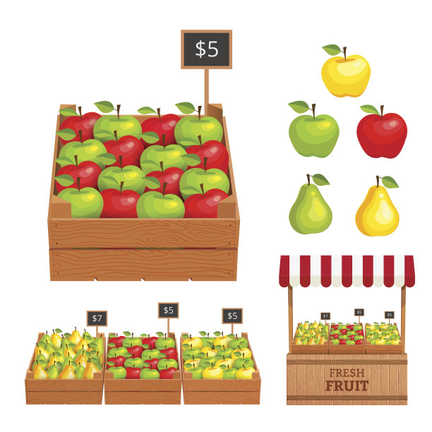 新鲜水果摊元素插图图片下载