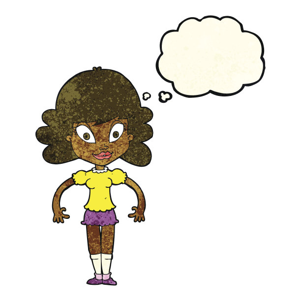卡通美女与思想泡泡图片下载