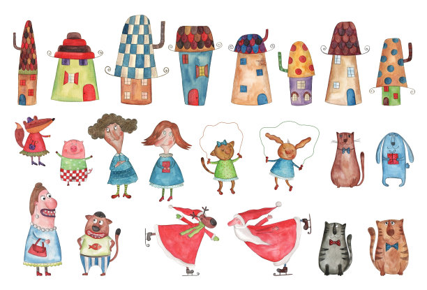 白色背景上的卡通人物图片下载