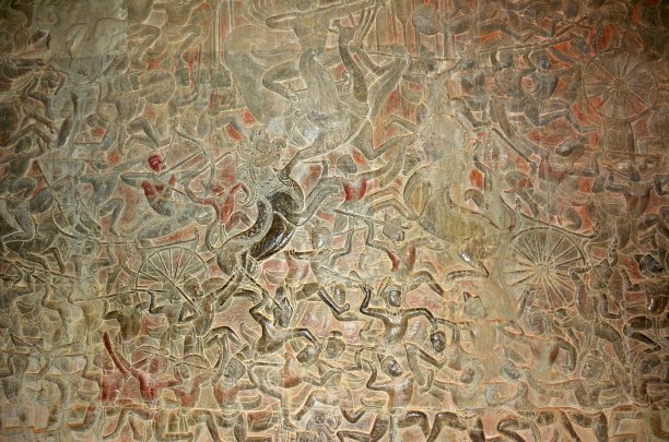 吴哥窟墙上的古老装饰图片下载