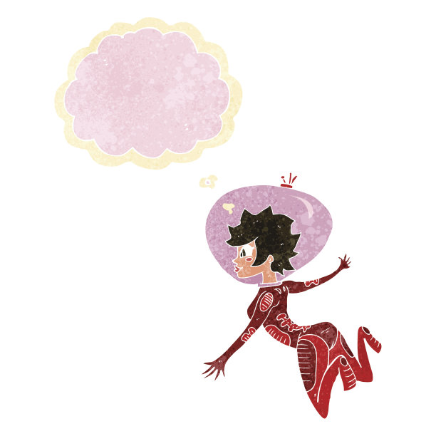 卡通空间女人与思想泡泡图片下载