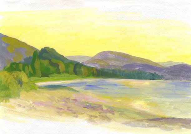 景观。绘画。水粉画图片下载