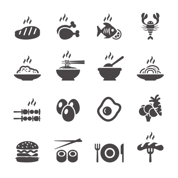 食物图标集，矢量EPS10图片下载