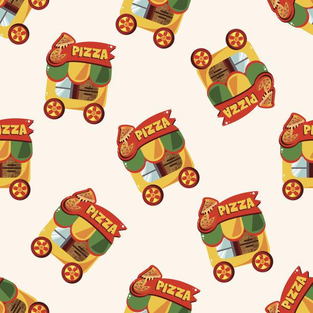 风格餐车，卡通贴纸图标图片下载