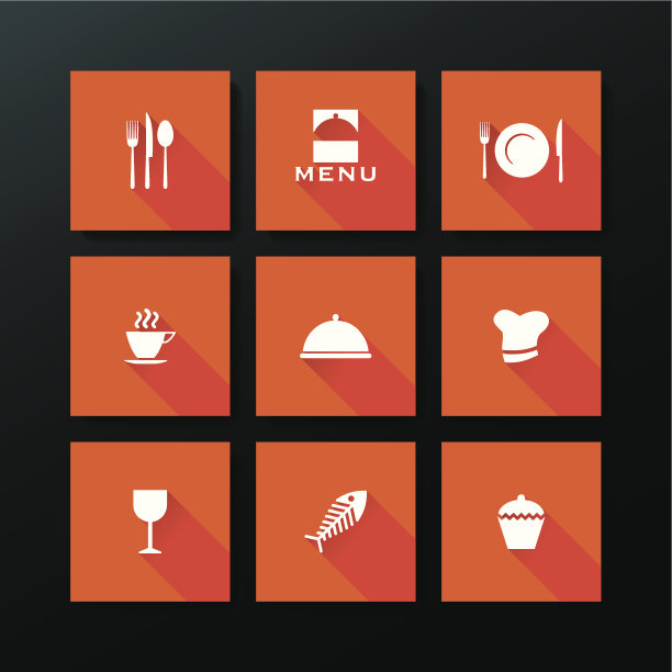 矢量平面餐厅图标设置图片下载