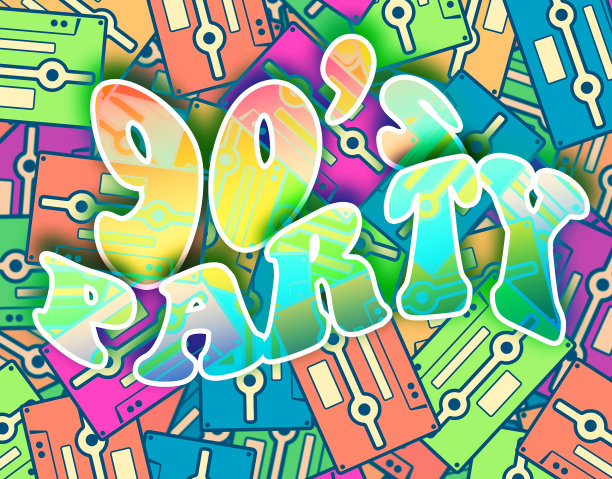 90年代派对复古概念，复古海报设计图片下载