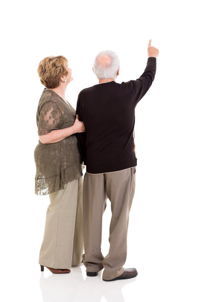 后视图的高级夫妇指向图片下载