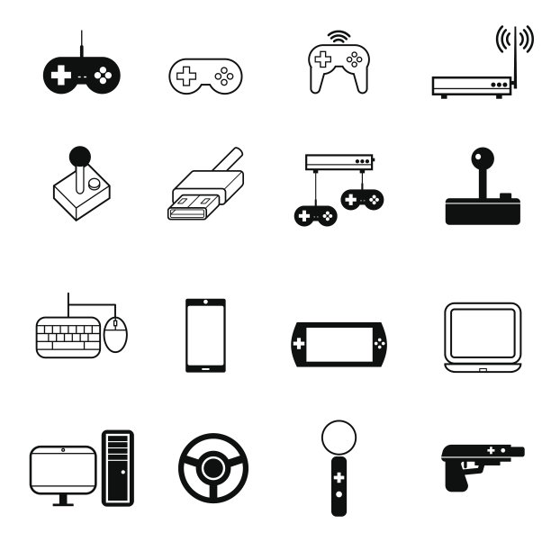游戏图标设置矢量插图图片下载