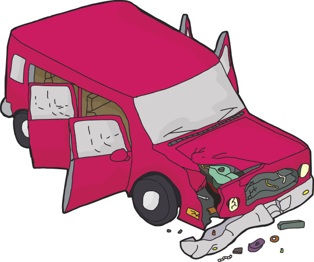 粉色SUV，车门打开，损坏图片下载