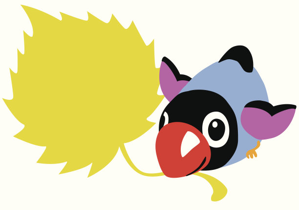 卡通鸟抱叶图片下载