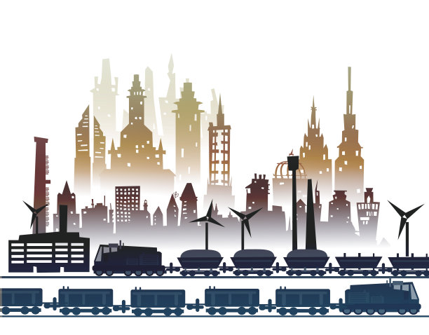 火车穿过城市，插图图片下载