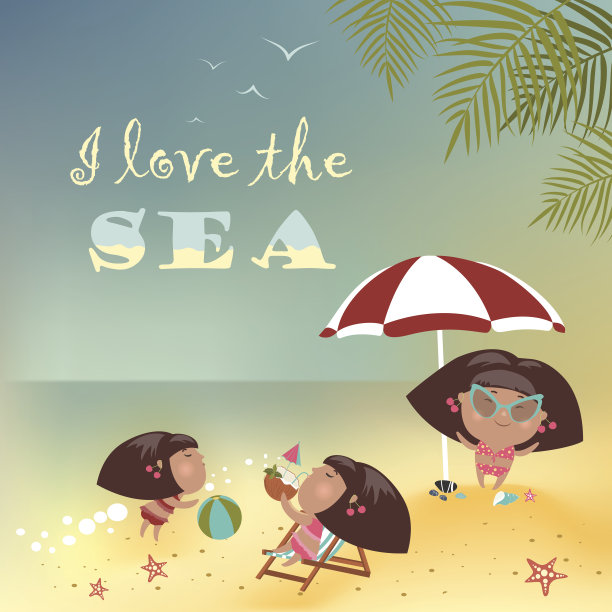 女孩们在沙滩上放松图片下载