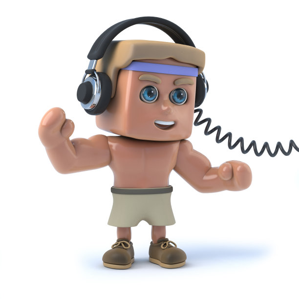 戴耳机的健美运动员图片下载