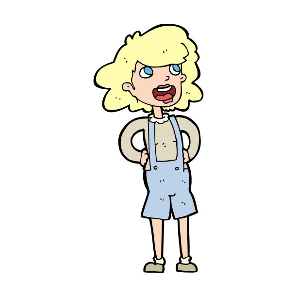 穿着粗布工装裤的卡通女人图片下载