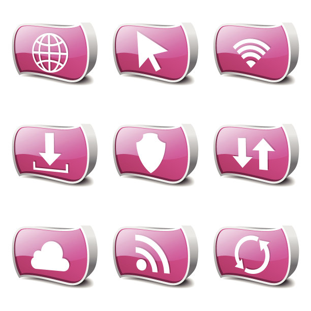 网络互联网社交粉色矢量按钮图标设计集图片下载