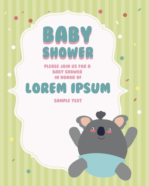 婴儿淋浴卡设计。图片下载