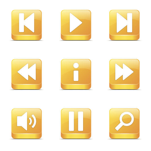 多媒体控制器正方形矢量黄色图标设计集图片下载