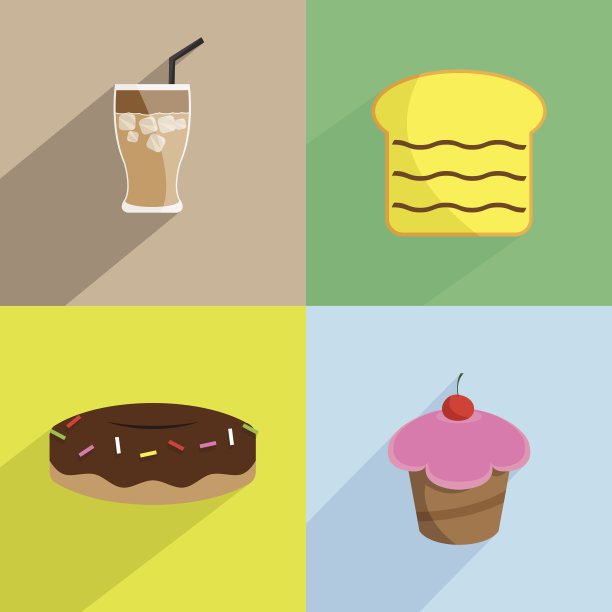 甜点烘焙糖果设定平面图标图片下载