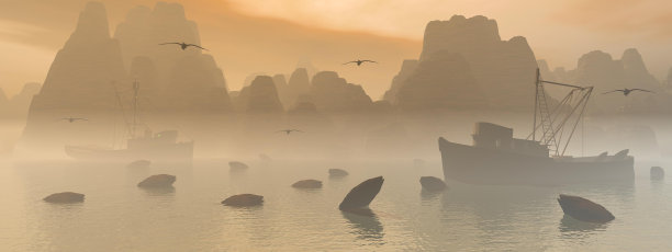 两个渔船图片下载