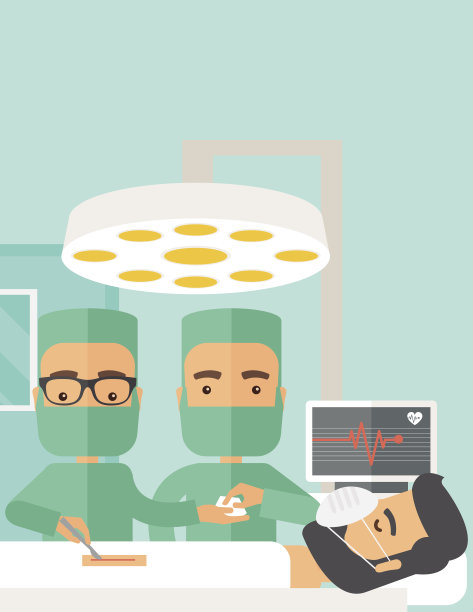 两个外科医生在手术室里检查病人图片下载