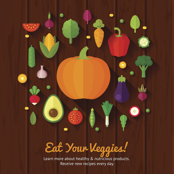 概念横幅与平面蔬菜图标图片下载