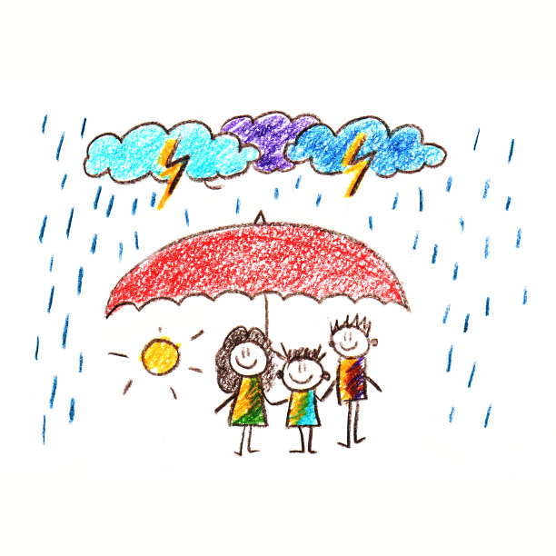 社会保障。幸福的家庭。素材图片