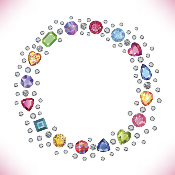 彩色宝石方圆形框架孤立在光背景图片下载