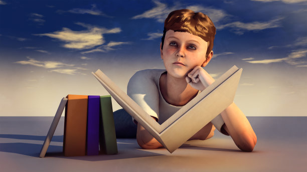 带着书的小男孩图片下载