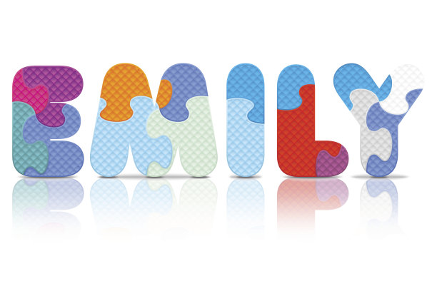 向量EMILY写的字母拼图图片下载