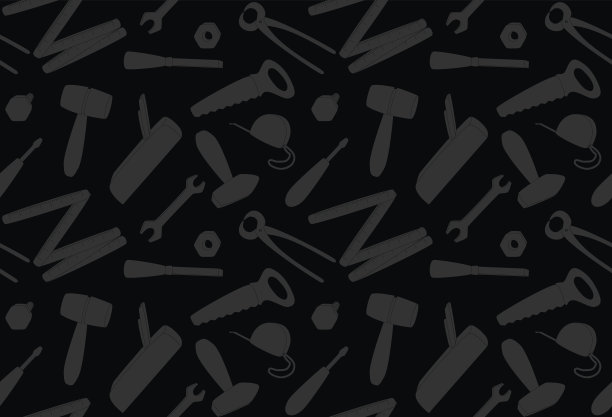 卡通工具，暗无缝图案，插图图片下载