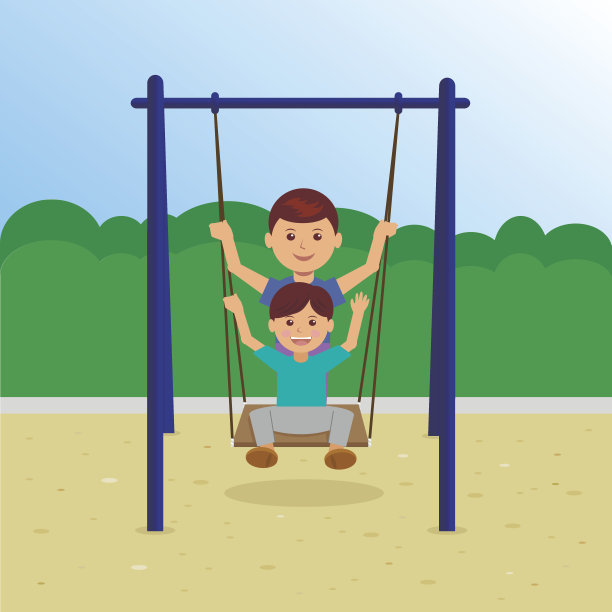 在公园里荡秋千的孩子图片下载