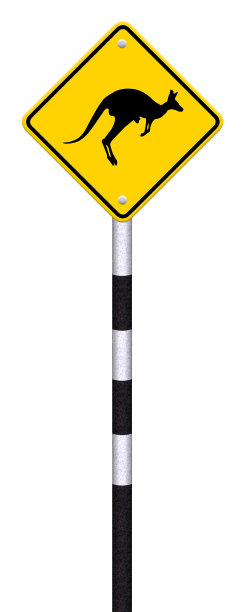 小心交通标签上的袋鼠标志图片下载